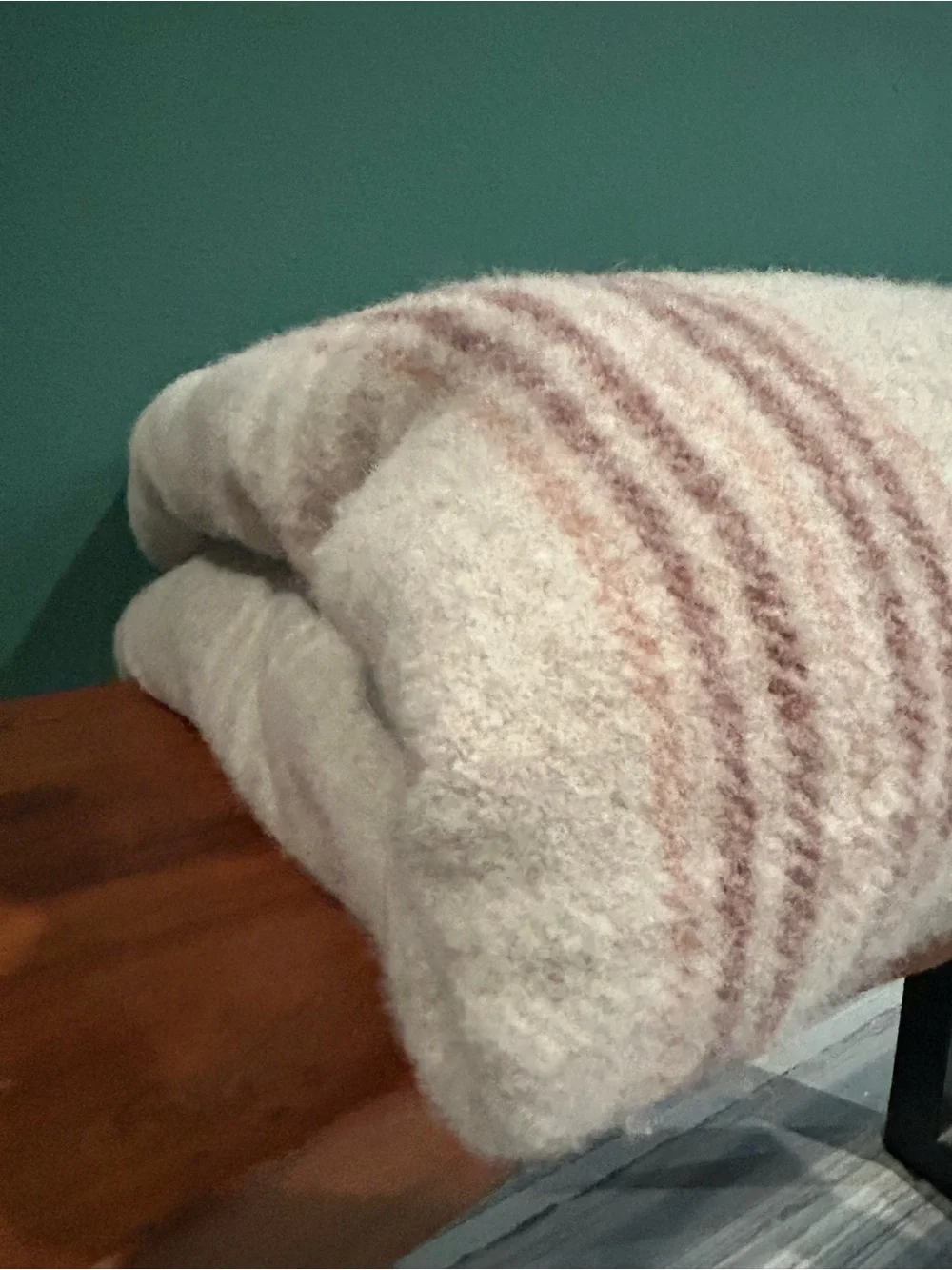 Pendleton Cream Blanket with Brown Stripe Accents 100% Wool